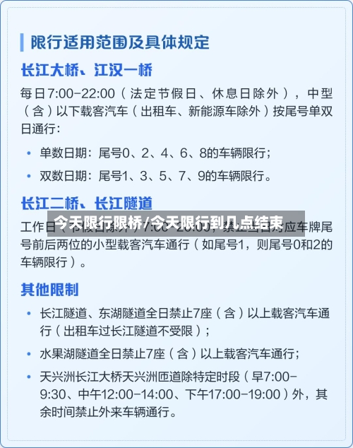今天限行限桥/今天限行到几点结束